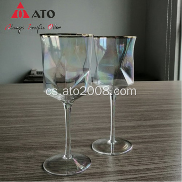 ATO Clear Wine Glass Set With Electroplate Gals